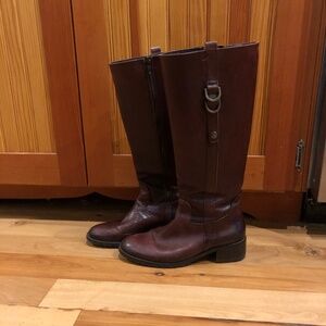 Tall Brown Italian Leather Boots Size 37